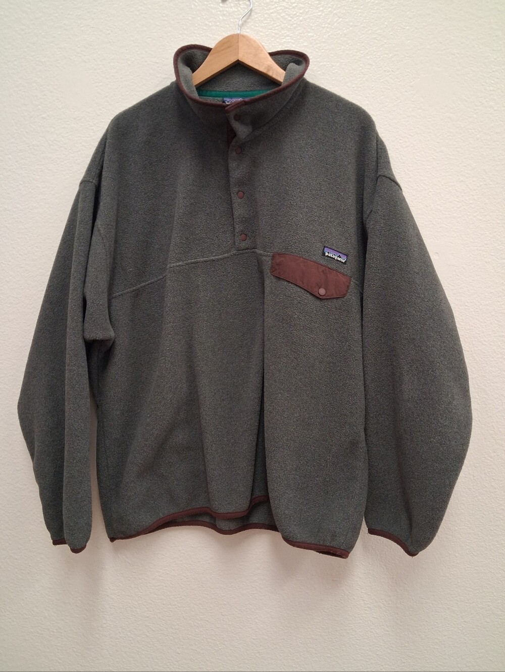 Y2K Patagonia Synchilla 1/4 Snap-T Fleece Gray Burgundy Men's XL Vintage
